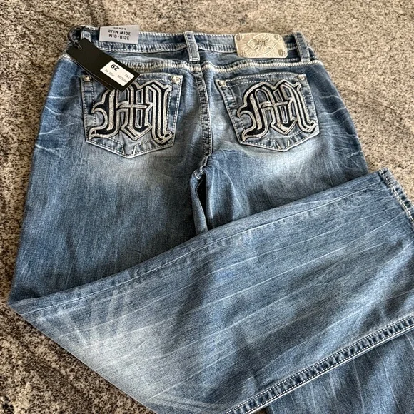 Miss Me Gone Mayhem Slim Wide Mid Rise Sz 29 x 34 - Picture 4 of 11